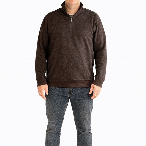 Croft & Barrow Size Small Extra Soft 1/4 Zip Brown Pullover Sweatshirt - Picture 1 of 5